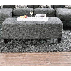 Living Room 1pc Ottoman Transitional Style Chenille Fabric Gray Color Tappered Feet Couch Ottoman
