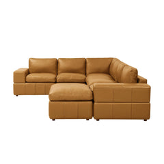 Large Arm Leather Match Upholstery Modular Sectional