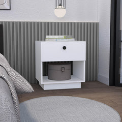 Venus 1 Drawer Nightstand , End Table, Side Table Open Lower Shelf -White