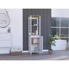 Vista 4-Shelf Linen Cabinet Light Oak and White
