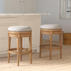 31"H Backless Swivel Bar Stool, Weathered Natural, 1PC