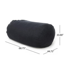 Aria 6.5 Foot Suede Cylindrical Bean Bag, Black