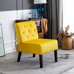 Venus 53" 2Piece Living Room Armless Button Tufted Pattern Accent Chair with Velvet Fabric and Premium High Density Foam Cushion, Yellow