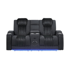 Epic Black 2PC Power Reclining Sofa and Loveseat with Power Headrest, LED and more