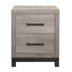 Mirage 25 Inch Classic 2 Drawer Nightstand, Metal Handles, Wood Grain Gray