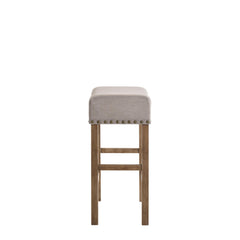 Crown II Tan Linen & Weathered Oak Finish Counter Height Stool (Set of 2)