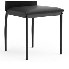 Contemporary Upholstered Side Chairs 2pc Set, Synthetic Leather Black Metal Legs