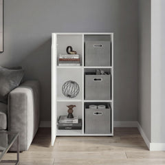 Astyanax 40" H Bookcase and Storage Cabinet with One Door and 3 Open Display Shelves, Compact Storage Cabinet