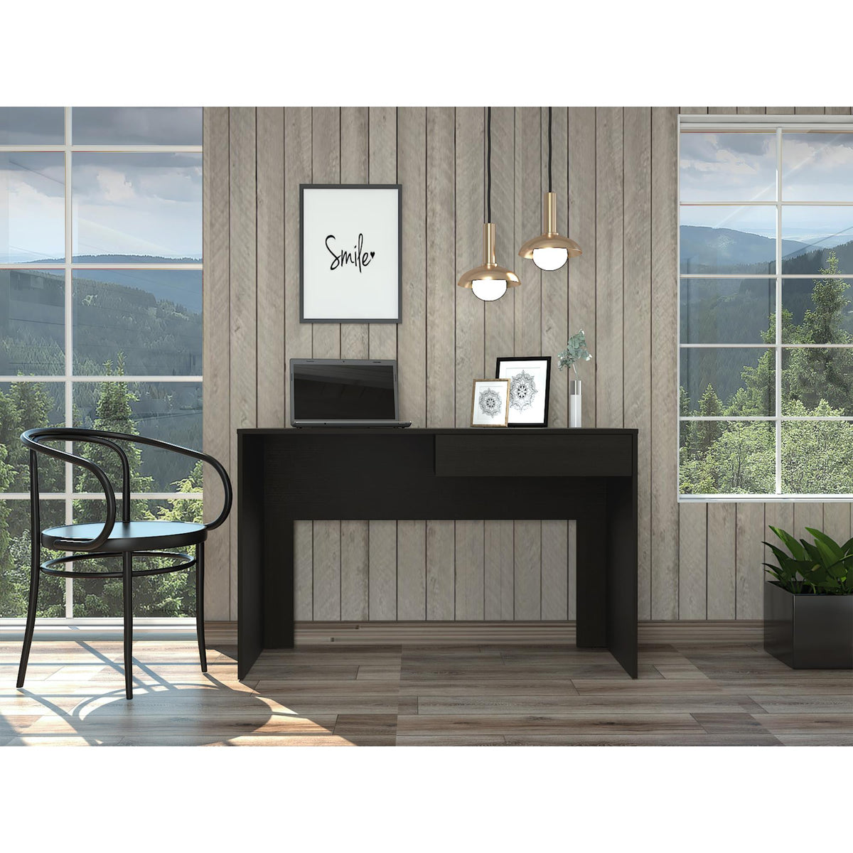 Wenge 1-Drawer Computer Desk