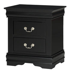 1pc Black Finish Two Drawers Louis Philip Nightstand Solid Wood Contemporary & Simple Style