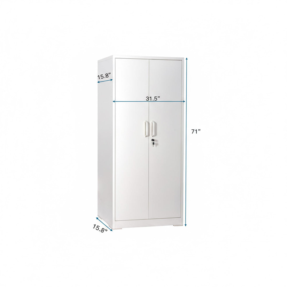 Apocalypse Furniture Direct Ironclad 71" Metal Storage Cabinet with Locking Doors and 4 Adjustable Shelves, Heavy-Duty Steel Cabinet for Garage, Laundry, Office, or Warehouse, Cream White