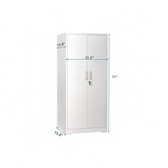 Apocalypse Furniture Direct Ironclad 71" Metal Storage Cabinet with Locking Doors and 4 Adjustable Shelves, Heavy-Duty Steel Cabinet for Garage, Laundry, Office, or Warehouse, Cream White
