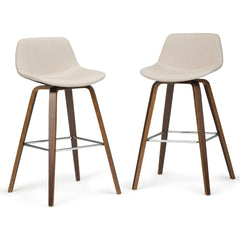 Aura 28 inch Seat Height Bentwood Counter/Bar Height Stool in Natural Linen Look Fabric (Set of 2)