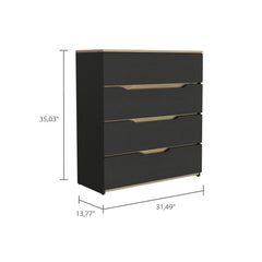 Comet Dresser 35"H, Four Drawers, Superior Top, Black / Light Oak