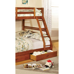 Perseus Finish Twin Over Full Bunk Bed Modern Transitional Style Include Two Large Drawers for Under Bed Storage And Attached Ladder