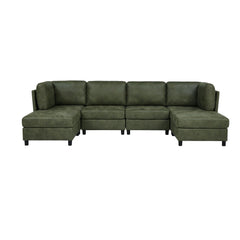 Faux Leather Fabric Upholstered Modular Sectional