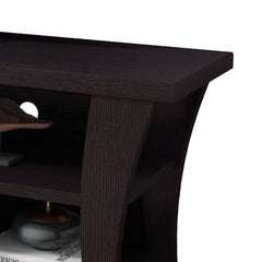 TV Stand Media Cabinet, Curved Wood Legs w 4 Shelves, 60 Inch, Brown