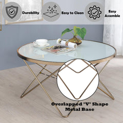 Priam Frosted Glass Top & Champagne Finish Coffee Table