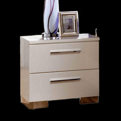 Contemporary Style 1pc Nightstand English Dovetail Drawers Lacquer Coating Chrome Handles And Legs Glossy White Finish Bedroom Furniture