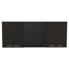 Archive 150 Wall Cabinet With Glass, Four Interior Shelves, Two Double Door -Black