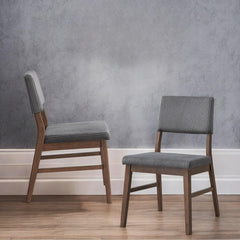 Athena Gray Corduroy & Walnut Finish Side Chair (Set of 2)