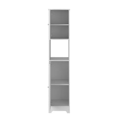 Arcadia Door Cabinet 69" H, Four Interior Shelves, One Open Shelf, White