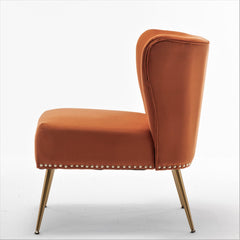 Archive Cloth Accent Chair, Armless Slipper Chair with Metal Legs, Modern Upholstered Side Chair for Living Room Bedroom Small Spaces