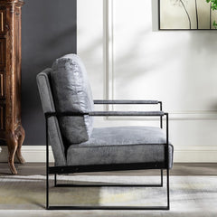 Nirvana Classic Mid Century Modern Accent Chair with Durable Square Metal Frame, Armchair for Living Room, Bedroom, Home Office in Spotted Microfiber Upholstery, Grey