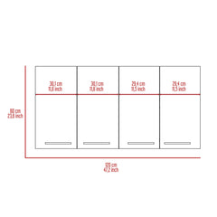 120 Wall Cabinet , Four Doors, Two Cabinets, Two Shelves -White