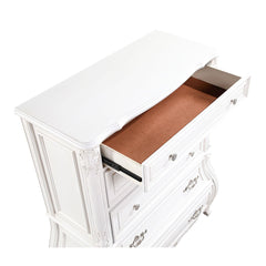 Sun Modern Style 5-Drawer Chest Made with Wood in Pearl White