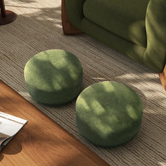 Tale 15" Mushroom Footstool Ottoman, Moss Green Fleeced Teddy