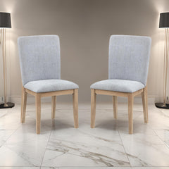 Pulsar 25 Inch Dining Chair Set of 2, Cushioned Seat, Gray Linen Upholstery