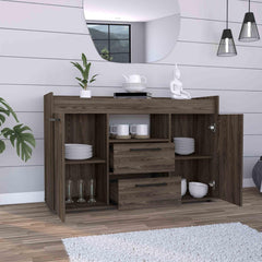 Theseus Sideboard, Two Drawers, Double Door Cabinets -Dark Walnut
