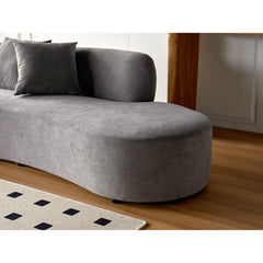 90" Curved Sofa with Throw Pillows, 4 Seater Luxury Velvet Couch with Half Moon Design and High-Density Foam, Ideal for Modern Living Room, Office & Apartment, Grey