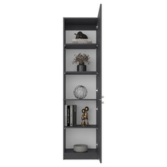 Home Tall Freestanding Bookcase with Double Doors and 5 Interior Storage Shelves, Vertical Storage Cabinet