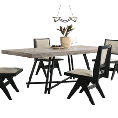 Contemporary 5pc Black Dining Set Rubber wood Table w 4x Side Chairs Rectangle Dining Table