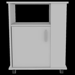 Cosmos Microwave Pantry 29" H, Single Door Cabinet, One Open Shelf, Three Side Shelves, White