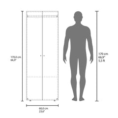 Home 2 Doors Closet System Armoire, Hanging Rod and Storage Shelf, Modern Armoire for Bedroom Organization Storage, Natural Oak