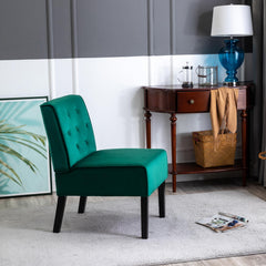 Venus 53" 2Piece Living Room Armless Button Tufted Pattern Accent Chair with Velvet Fabric and Premium High Density Foam Cushion, Green