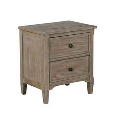 Wire-Brushed Warm Gray 1pc Nightstand Bedside Table Round Pull Knobs Bedroom Furniture