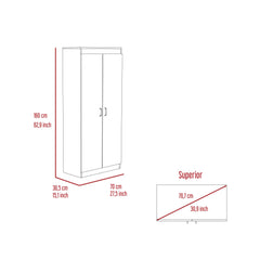 Tiara Pantry Cabinet, Double Door,Five Shelves -White