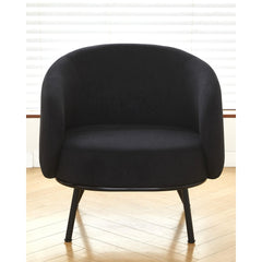 Mid-Century Modern Velvet Accent Chair, Upholstered Barrel Armchair with Metal Legs, Comfy Single Sofa Chair for Living Room Bedroom
