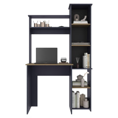 Valhalla Writing Desk, Modern Studio or Office Desk, Two Superior Shelves, And Five Side Open Shleves For Books Organization