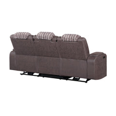 Epic Brown Power Reclining Sofa with Power Headrest, LED and Drop Down Table with reading Light