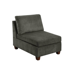 1pc ARMLESS CHAIR ONLY Grey Chenille Fabric Modular Armless Chair Cushion Seat Living Room Furniture