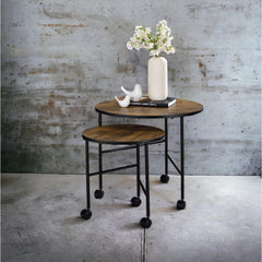Paradise Vintage Oak Finish Nesting Table Set
