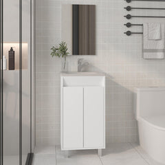 Mirage Mirror Bathroom Cabinet, One Door, Two Shelves, White
