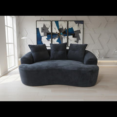 65.35" Curved Loveseat Sofa with Pocket Spring Cushions for Soft Seating, Small Space Couch with 3 Throw Pillows, No Assembly Needed, Black