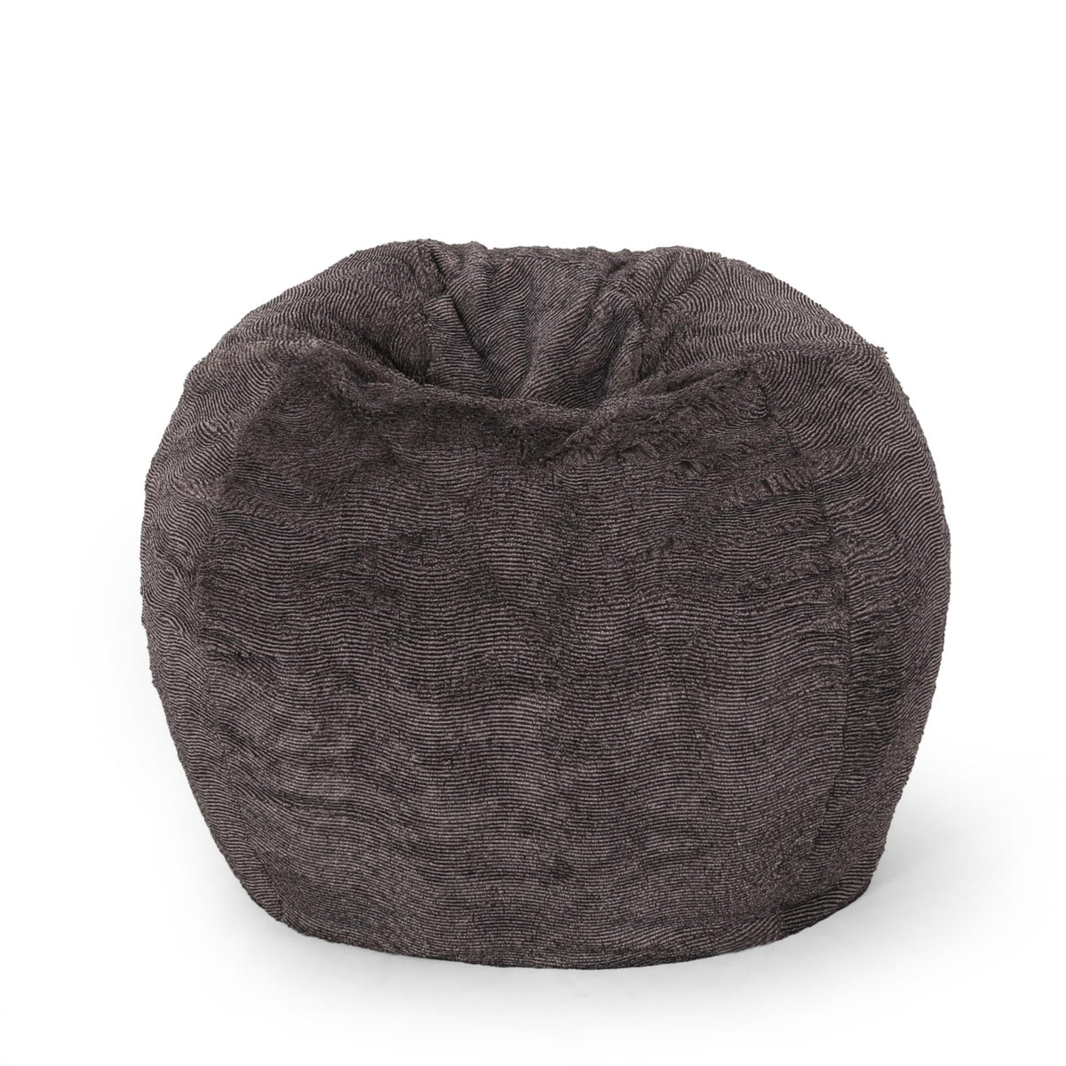 Nebula 3 Foot Rounded Faux Fur Bean Bag, Brown/Beige
