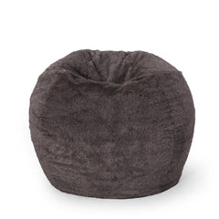 Nebula 3 Foot Rounded Faux Fur Bean Bag, Brown/Beige